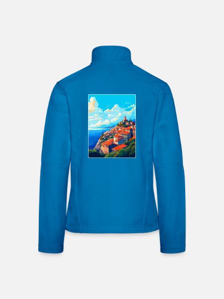 Eze France Vintage Travel Poster Souvenir Souvenir - Women's Softshell Jacket - light blue - Back