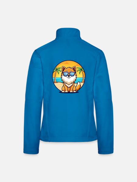 Loulou de Poméranie Spitz Chien Race Dessin Animé Lunettes De Soleil Plage - Veste en tissu softshell Femme - bleu clair - Dos