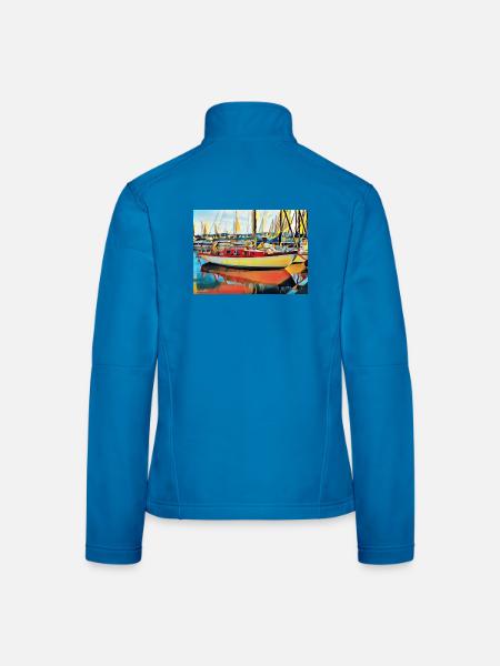 Segelboot am Ponton - Frauen Softshelljacke - Lichtblau