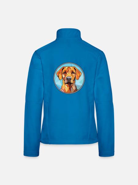 Rhodesian Ridgeback Hund Buntes Aquarell Haustier - Frauen Softshelljacke - Lichtblau - Hinten