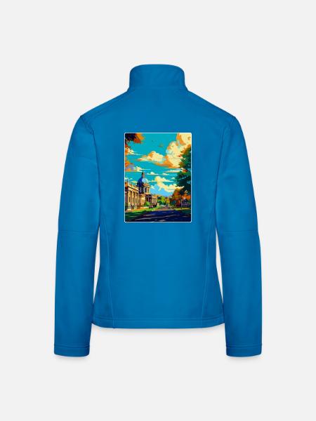 Greenwich Londres Angleterre Royaume-Uni Affiche de voyage vintage - Veste en tissu softshell Femme - bleu clair - Dos