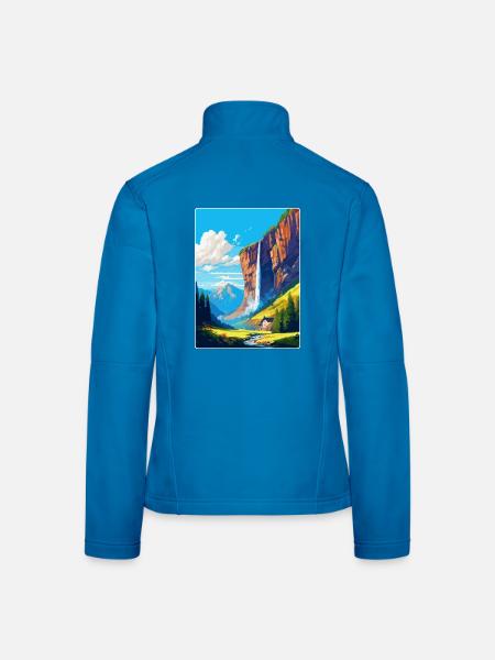 Staubbach Falls Switzerland Vintage Travel Poster - Women's Softshell Jacket - light blue - Back