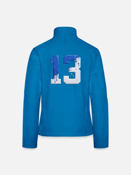 NR. 13 NUMMER 13 BLAU WEIß 13. GEBURTSTAG - Frauen Softshelljacke - Lichtblau - Hinten