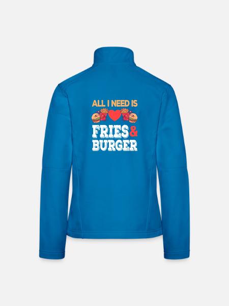 All I need is Fries & Burger Junk Food Pommes - Frauen Softshelljacke - Lichtblau - Hinten
