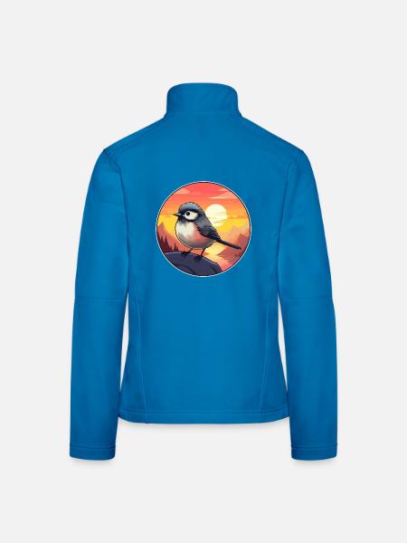 Meisenvogel Buntes Aquarell Cartoon Kawaii Tier - Frauen Softshelljacke - Lichtblau - Hinten