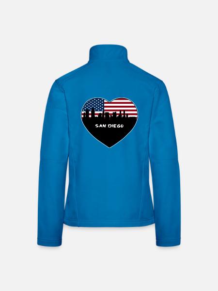 San Diego Kalifornien USA Flagge Skyline Reisen Souve - Frauen Softshelljacke - Lichtblau - Hinten