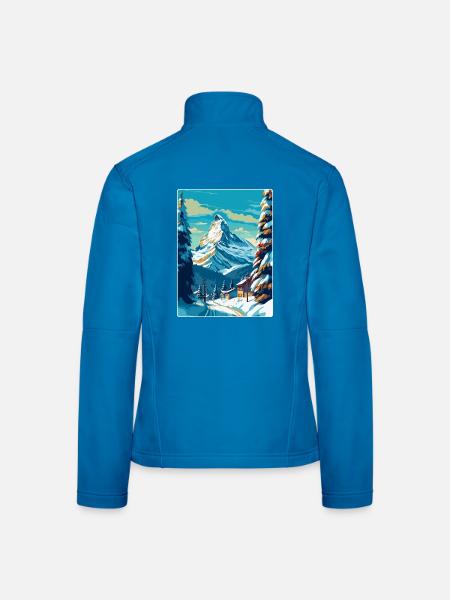 Zermatt Switzerland Vintage Travel Poster Souvenir - Women's Softshell Jacket - light blue - Back