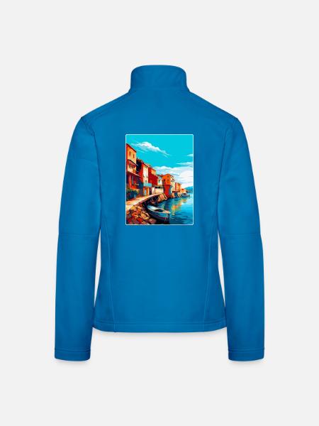 Costa Nova Portugal Vintage Reiseplakat Souvenir - Frauen Softshelljacke - Lichtblau - Hinten