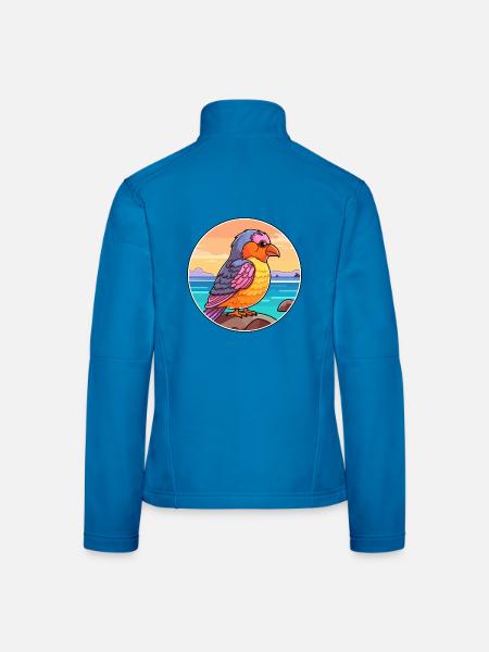 Kuckuck Aquarell Cartoon Kawaii Clipart Tier - Frauen Softshelljacke - Lichtblau - Hinten