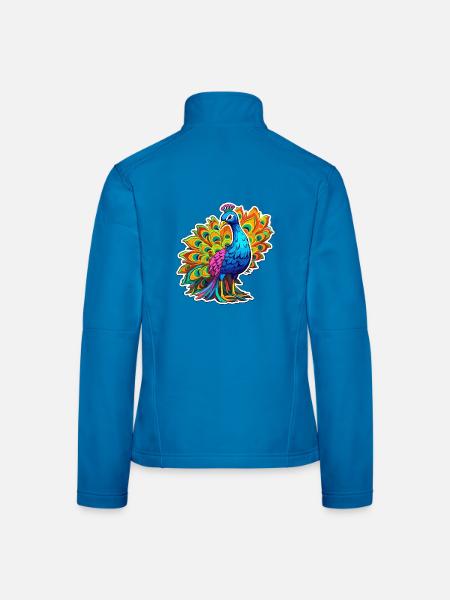 Pfau buntes Aquarell Cartoon Kawaii Tier - Frauen Softshelljacke - Lichtblau