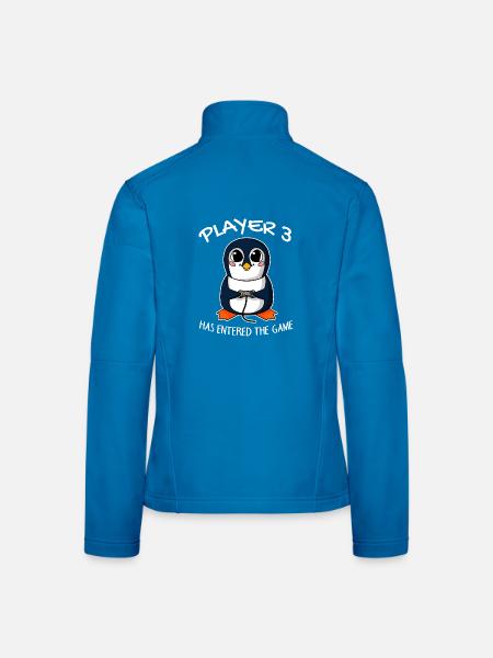 Drittes Kind Spieler 3 Schwanger Baby Pinguin - Frauen Softshelljacke - Lichtblau - Hinten