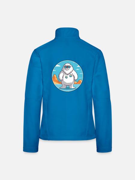 Yeti Aquarell Karikatur Kawaii Clipart Tier - Frauen Softshelljacke - Lichtblau - Hinten