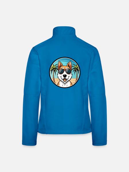 Fox Terrier Smooth Dog Breed Cartoon Sunglasses - Women's Softshell Jacket - light blue - Back
