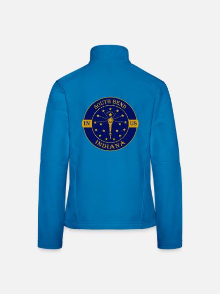South Bend Indiana Flagge USA Reise Souvenir Abzeichen - Frauen Softshelljacke - Lichtblau - Hinten