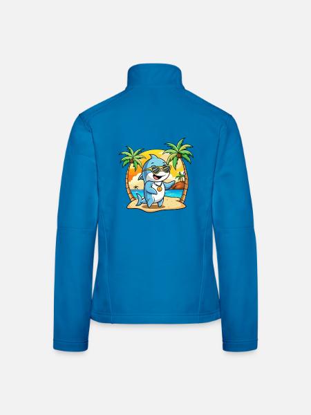 Delphin Lustige Cartoon Sommer Strand Sonnenbrille - Frauen Softshelljacke - Lichtblau - Hinten