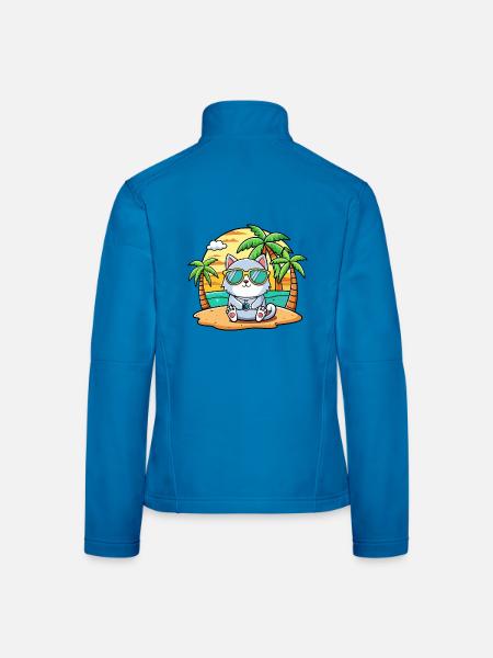 Katze Lustige Cartoon Sommer Strand Sonnenbrille - Frauen Softshelljacke - Lichtblau - Hinten