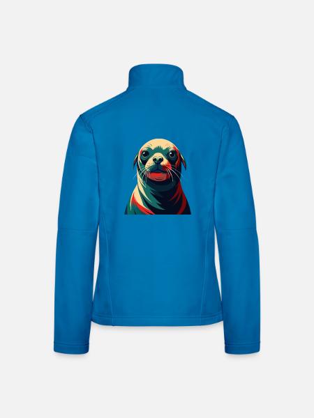 phoque dessin animé personnage animal de compagnie coloré - Veste en tissu softshell Femme - bleu clair - Dos
