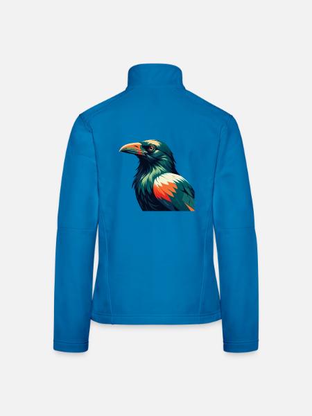 Crow Cartoon Character Colorful Pet Animal - Women's Softshell Jacket - light blue - Back