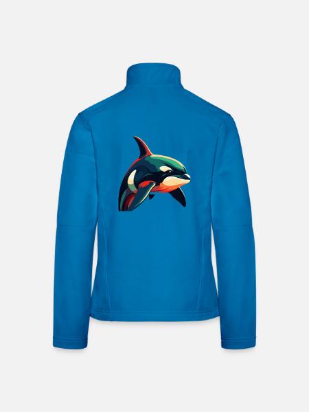 Orca Cartoon-Figur Buntes Haustier - Frauen Softshelljacke - Lichtblau - Hinten