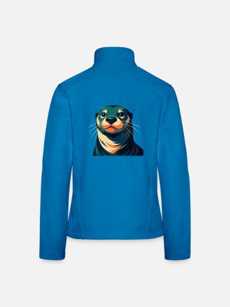 Otter Cartoon Character Colorful Pet Animal - Women's Softshell Jacket - light blue - Back