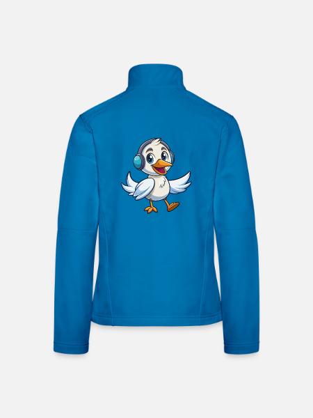 Cygne Drôle Personnage De Dessin Animé Casque Musique - Veste en tissu softshell Femme - bleu clair - Dos