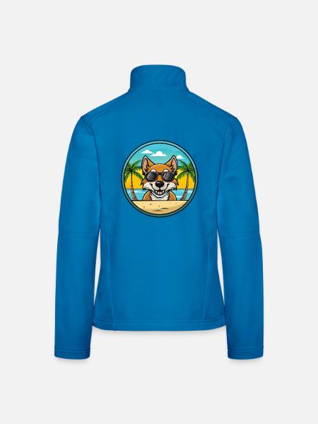 Tiroler Bracke Hunderasse Cartoon Sonnenbrille Strand - Frauen Softshelljacke - Lichtblau - Hinten