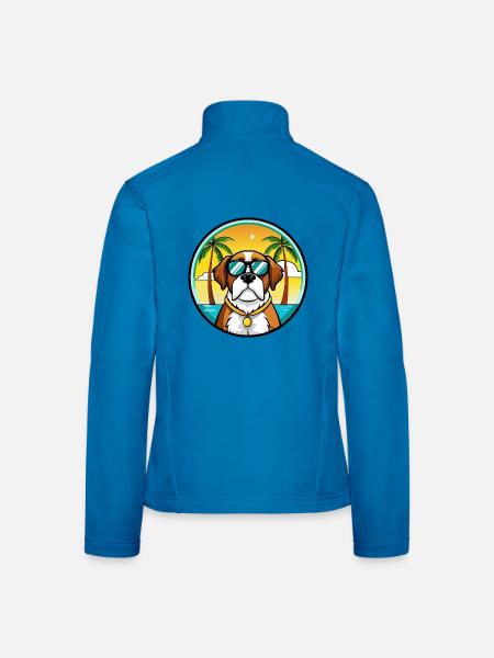 Bernhardiner Hunderasse Cartoon Sonnenbrille Strand - Frauen Softshelljacke - Lichtblau - Hinten