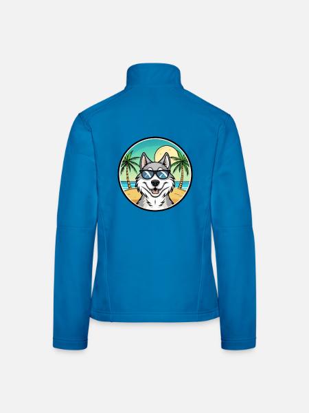 Nördliche Inuit Hunderasse Cartoon Sonnenbrille Strand - Frauen Softshelljacke - Lichtblau - Hinten