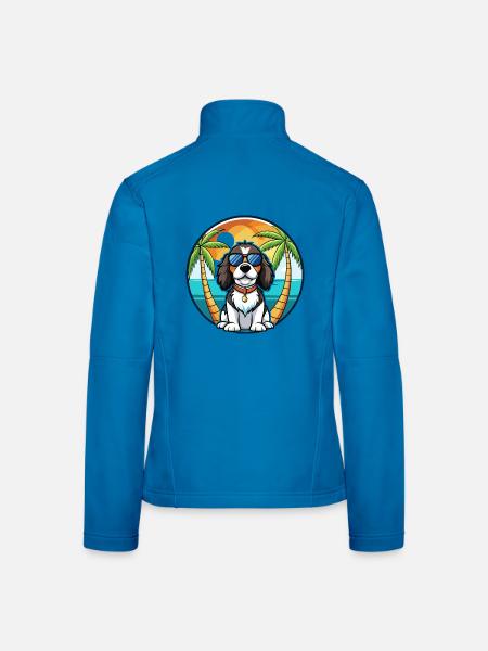 English Springer Spaniel Hunderasse Cartoon Beach - Frauen Softshelljacke - Lichtblau - Hinten