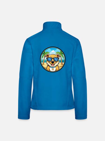 Aidi Hunderasse Cartoon Sonnenbrille Strand - Frauen Softshelljacke - Lichtblau - Hinten