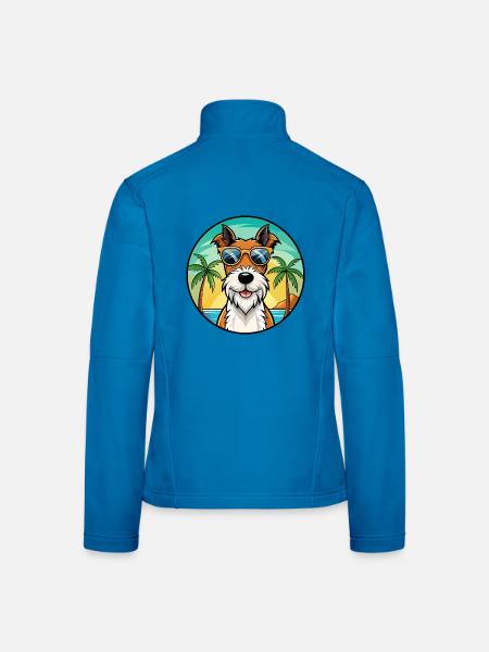Draht Foxterrier Hunderasse Cartoon Sonnenbrille Strand - Frauen Softshelljacke - Lichtblau - Hinten