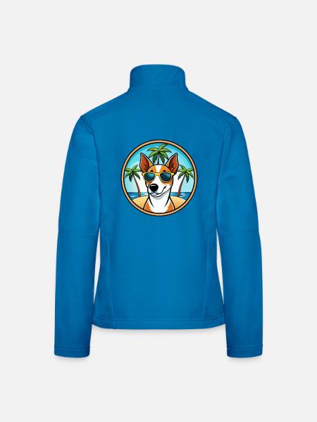 Glatte Foxterrier Hunderasse Cartoon Sonnenbrille - Frauen Softshelljacke - Lichtblau - Hinten