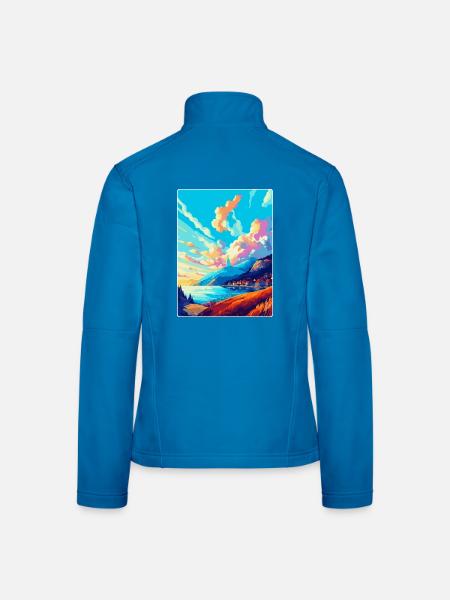Bergen Norway Vintage Travel Poster WPA Souvenir - Women's Softshell Jacket - light blue - Back