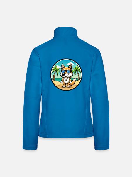 Italienisch Volpino Hund Rasse Cartoon Sonnenbrille Strand - Frauen Softshelljacke - Lichtblau - Hinten