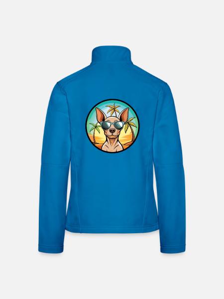 Amerikanischer haarloser Terrier Hunderasse Cartoon Beach - Frauen Softshelljacke - Lichtblau - Hinten