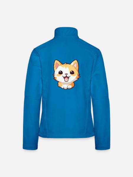 Pixie Bob Katze Cartoon Aquarell Illustration - Frauen Softshelljacke - Lichtblau - Hinten