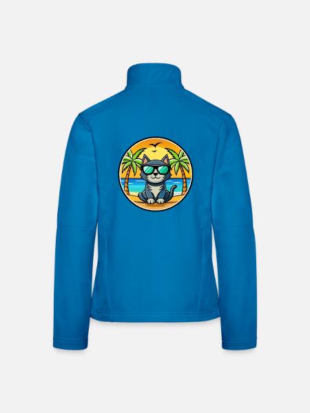 Bombay Cat Breed Dessin animé Lunettes de soleil Plage - Veste en tissu softshell Femme - bleu clair - Dos