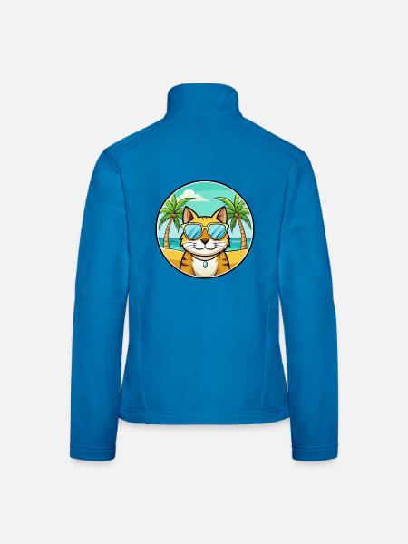 Brasilianisch Kurzhaar Katzenrasse Cartoon Sonnenbrille - Frauen Softshelljacke - Lichtblau - Hinten