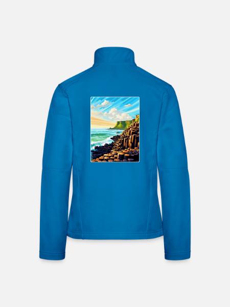 Giant Causeway Irland Uk Reiseposter Souvenir - Frauen Softshelljacke - Lichtblau - Hinten