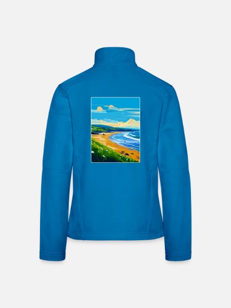 Croyde Beach Devon Vintage Travel Poster Souvenir - Women's Softshell Jacket - light blue - Back