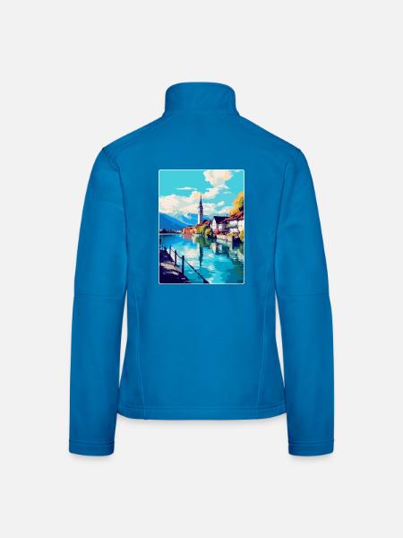 Thun Schweiz Vintage Reiseplakat Souvenir - Frauen Softshelljacke - Lichtblau - Hinten