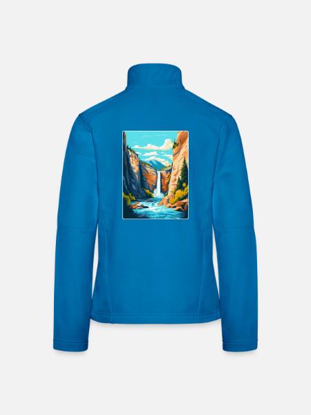 Foroglio Falls Switzerland Vintage Travel Poster - Women's Softshell Jacket - light blue - Back