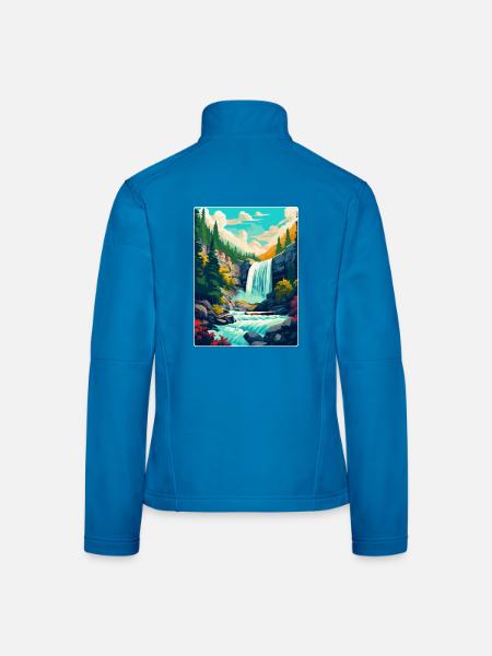Giessbach Falls Switzerland Vintage Travel Poster - Women's Softshell Jacket - light blue - Back