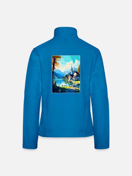 St. Gilgen Österreich Vintage Reiseplakat Souvenir - Frauen Softshelljacke - Lichtblau - Hinten