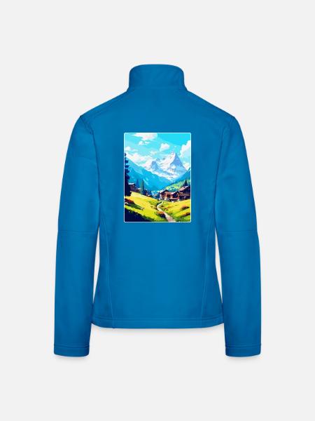 Adelboden Schweiz Vintage Reiseplakat WPA - Frauen Softshelljacke - Lichtblau - Hinten