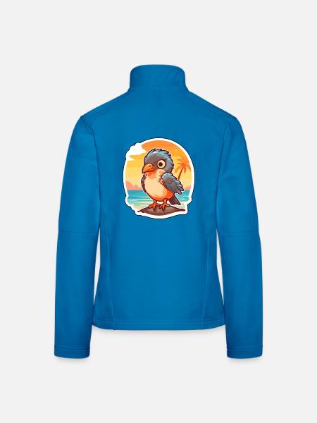 Kuckuck, lustige Cartoon-Kawaii-Strand-Illustration - Frauen Softshelljacke - Lichtblau - Hinten