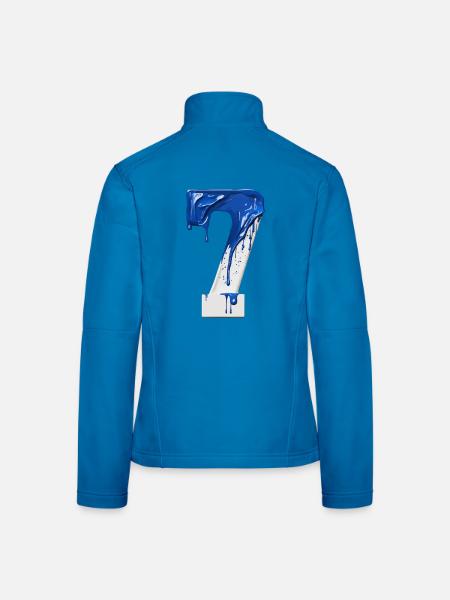 NR. 7 NUMMER 7 BLAU WEIß 7. GEBURTSTAG - Frauen Softshelljacke - Lichtblau - Hinten
