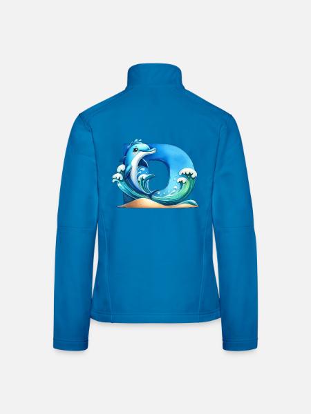 Animal Alphabet - Buchstabe D für Dolphin Dune - Frauen Softshelljacke - Lichtblau - Hinten
