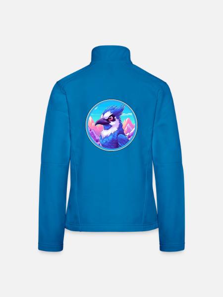 Blauer Eichelhäher Aquarell Karikatur Kawaii Haustier Tier Colo - Frauen Softshelljacke - Lichtblau - Hinten
