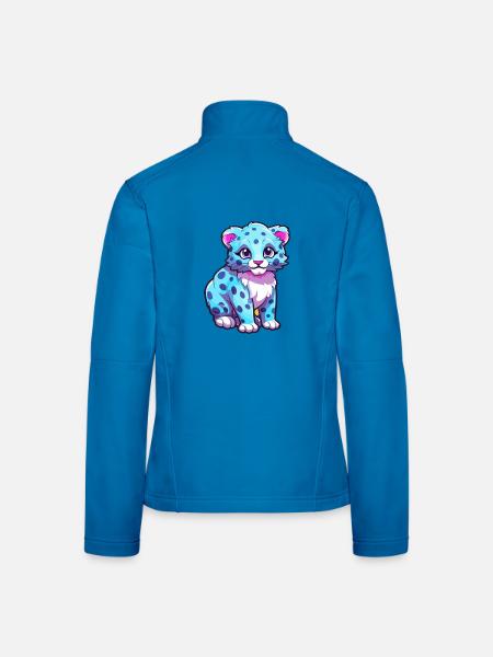 Schneeleopard Bunte Aquarell-Karikatur Kawaii An - Frauen Softshelljacke - Lichtblau
